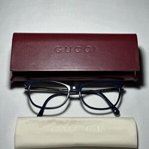 Gucci Navy Eyeglasses with Burgundy Case